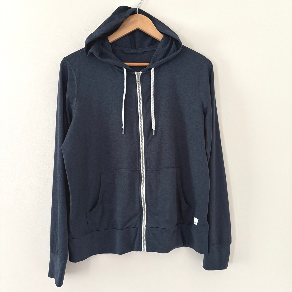 Vuori Hoodie Halo Performance Zip Up Medium Blue Heathered Activewear Athleisure